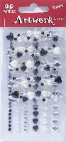 Artoz Artwork Sticker, Combo Cluster, Herz, schwarz, perle, transparent